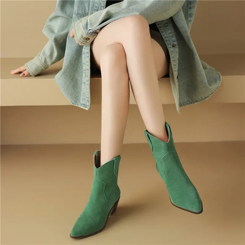 Athena Suede Western Boots