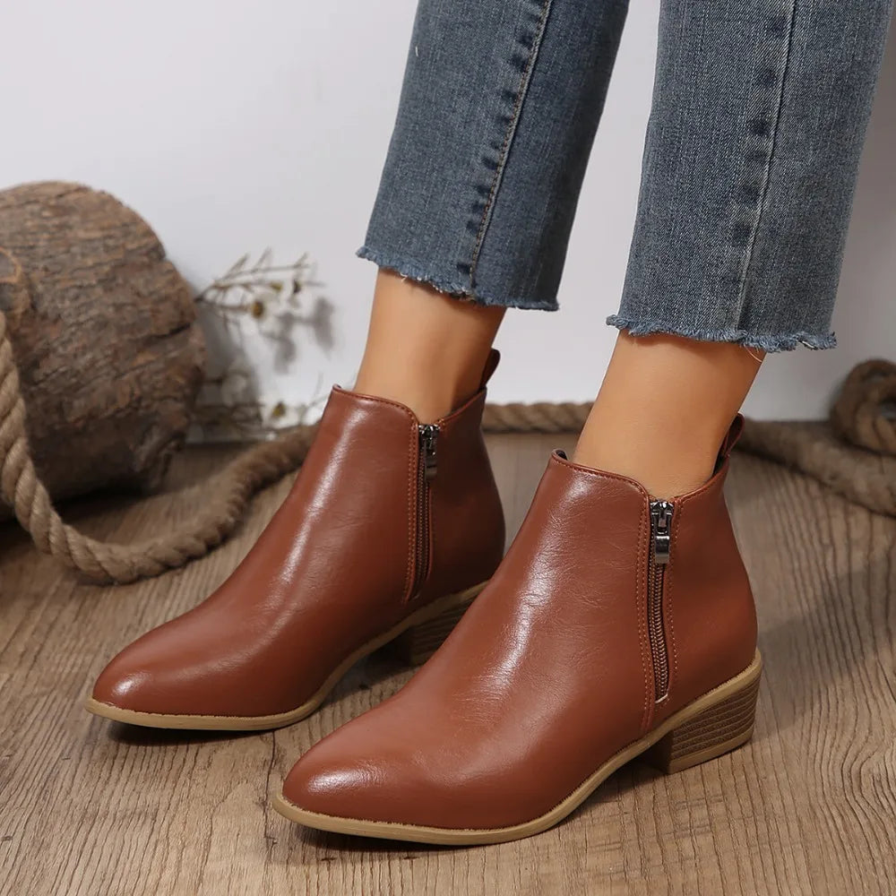 Women's Spring Casual Side-Zip Ankle Boots