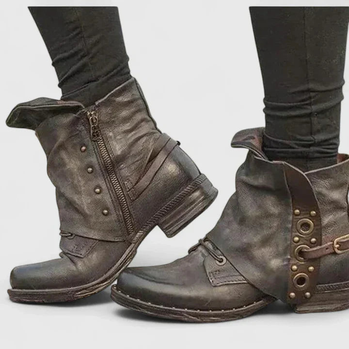 Women's Spring Vintage Buckle Ankle Boots