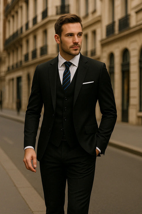 Men’s Tailored Three-Piece Suit - Slim Fit Formal Set