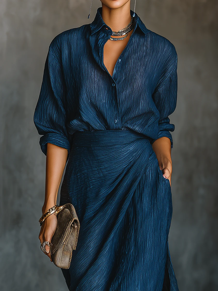 Women's Elegant Shirt and Long Skirt Set