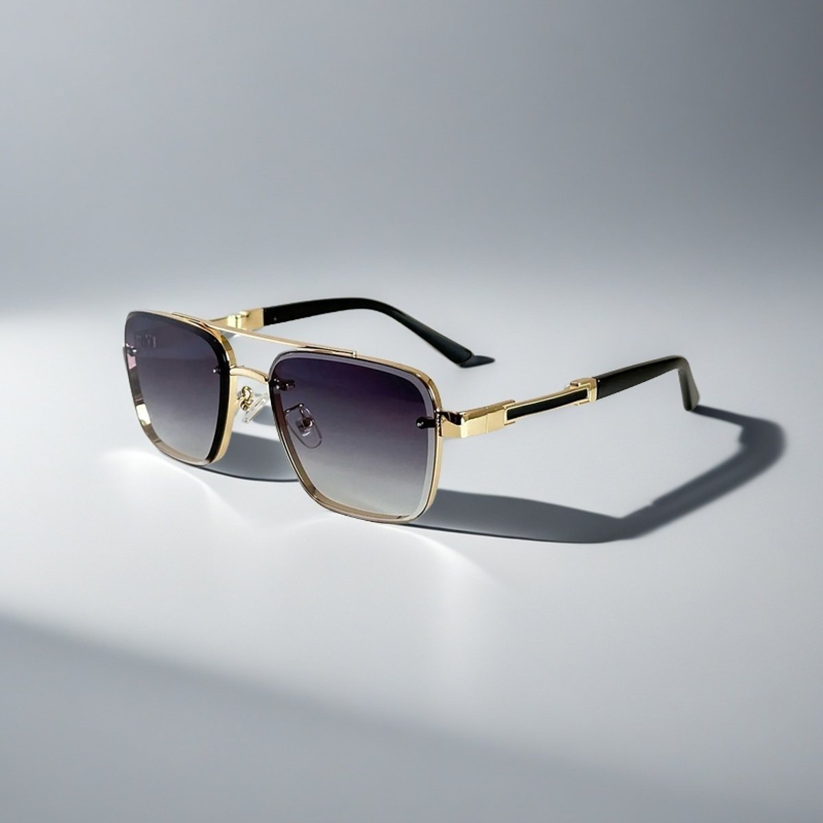 Aviator-Square Fusion Gold-Tone Gradient Lens Sunglasses - Purple