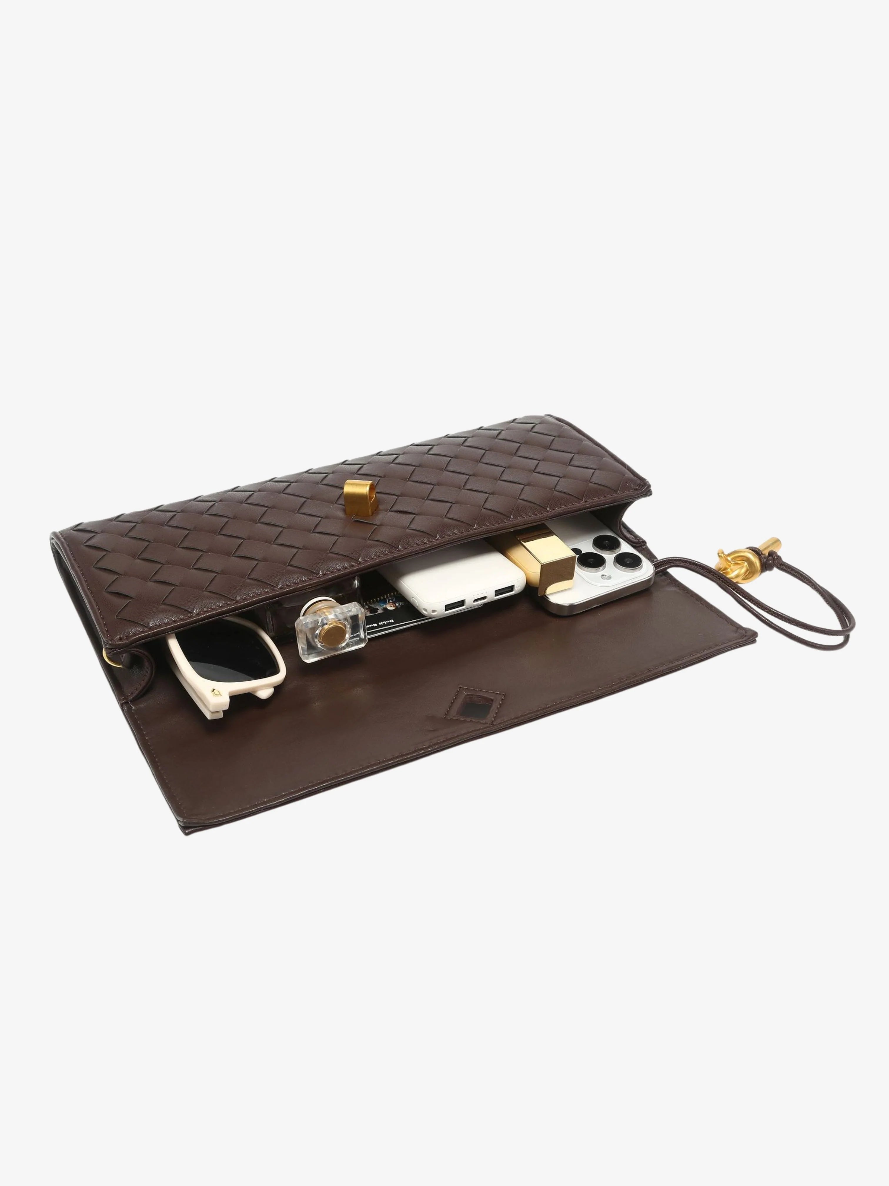 Women’s Woven Leather Crossbody Clutch