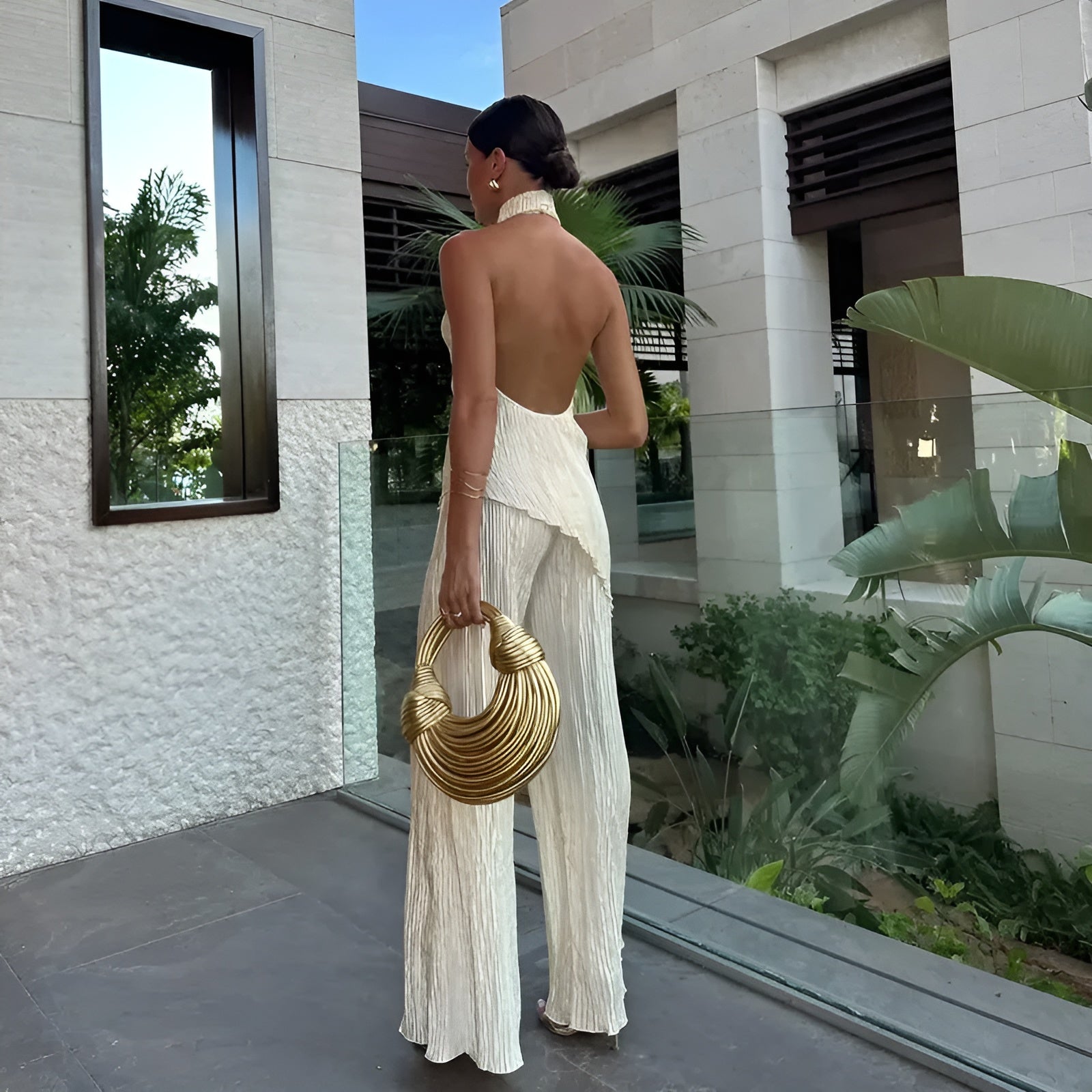 Calista – Pleated Halter Jumpsuit
