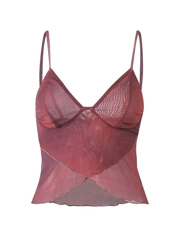 Women’s Crisscross Mesh Cropped Cami Top