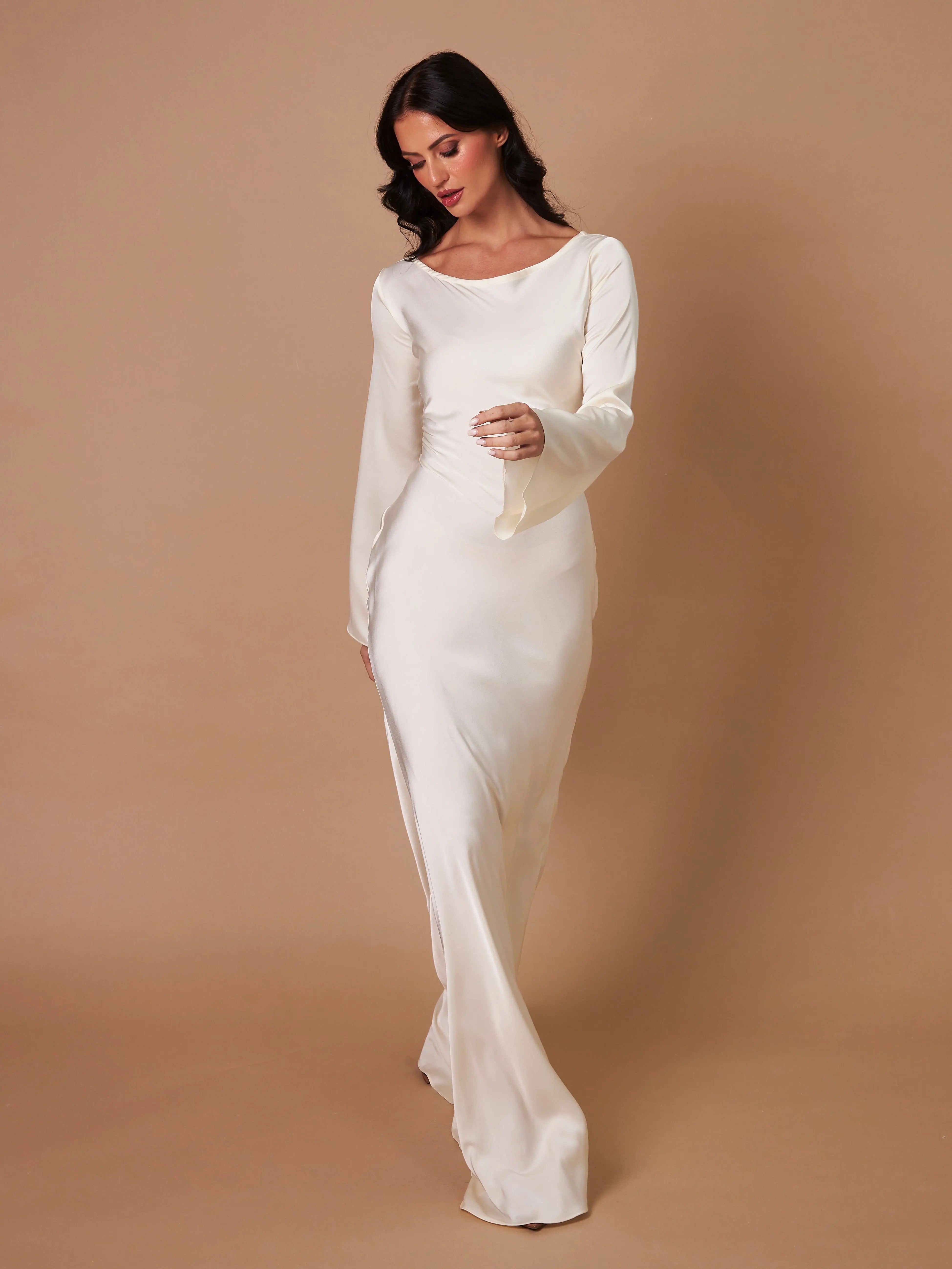 Women’s Elegant Long Sleeve Maxi Dress - Sophisticated Evening Gown