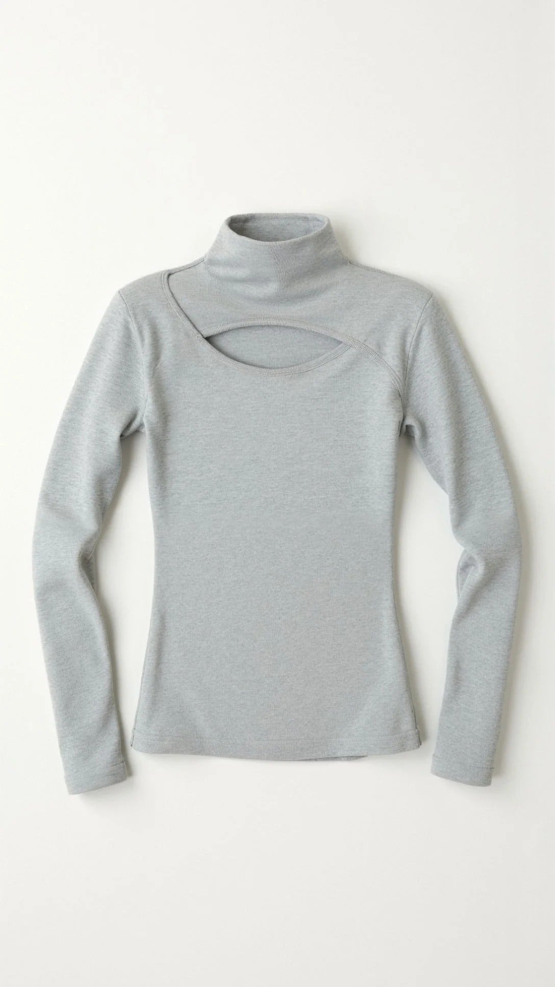 Women’s Cutout Long Sleeve Top - Mock Neck Fitted Blouse