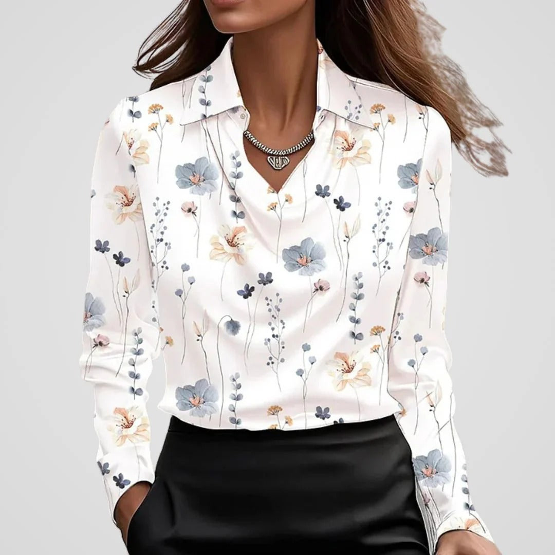 Women’s Celeste Satin Drape Collar Blouse
