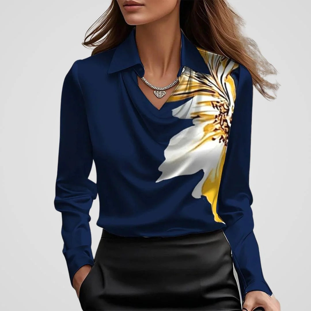 Women’s Celeste Satin Drape Collar Blouse