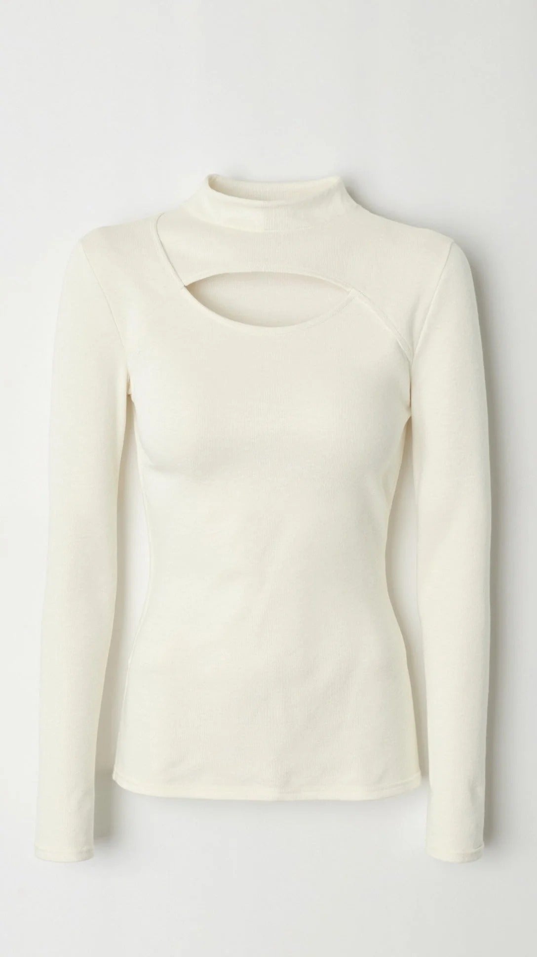 Women’s Cutout Long Sleeve Top - Mock Neck Fitted Blouse