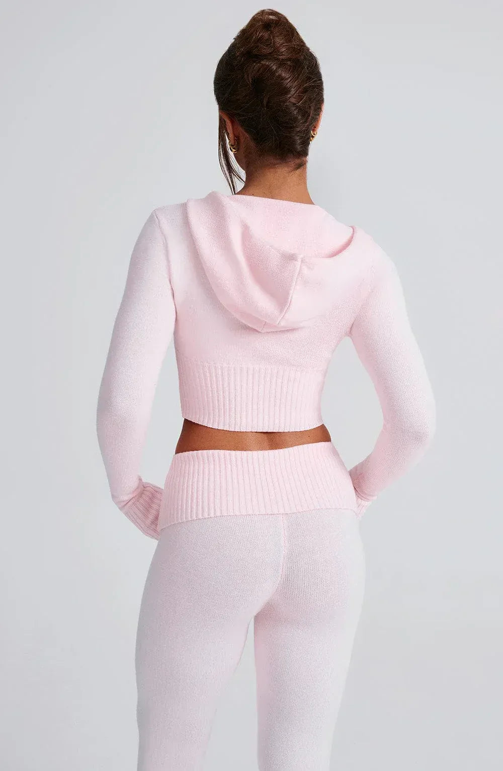 Women’s Knit Lounge Set - Soft Hooded Zip-Up  Flared Pants