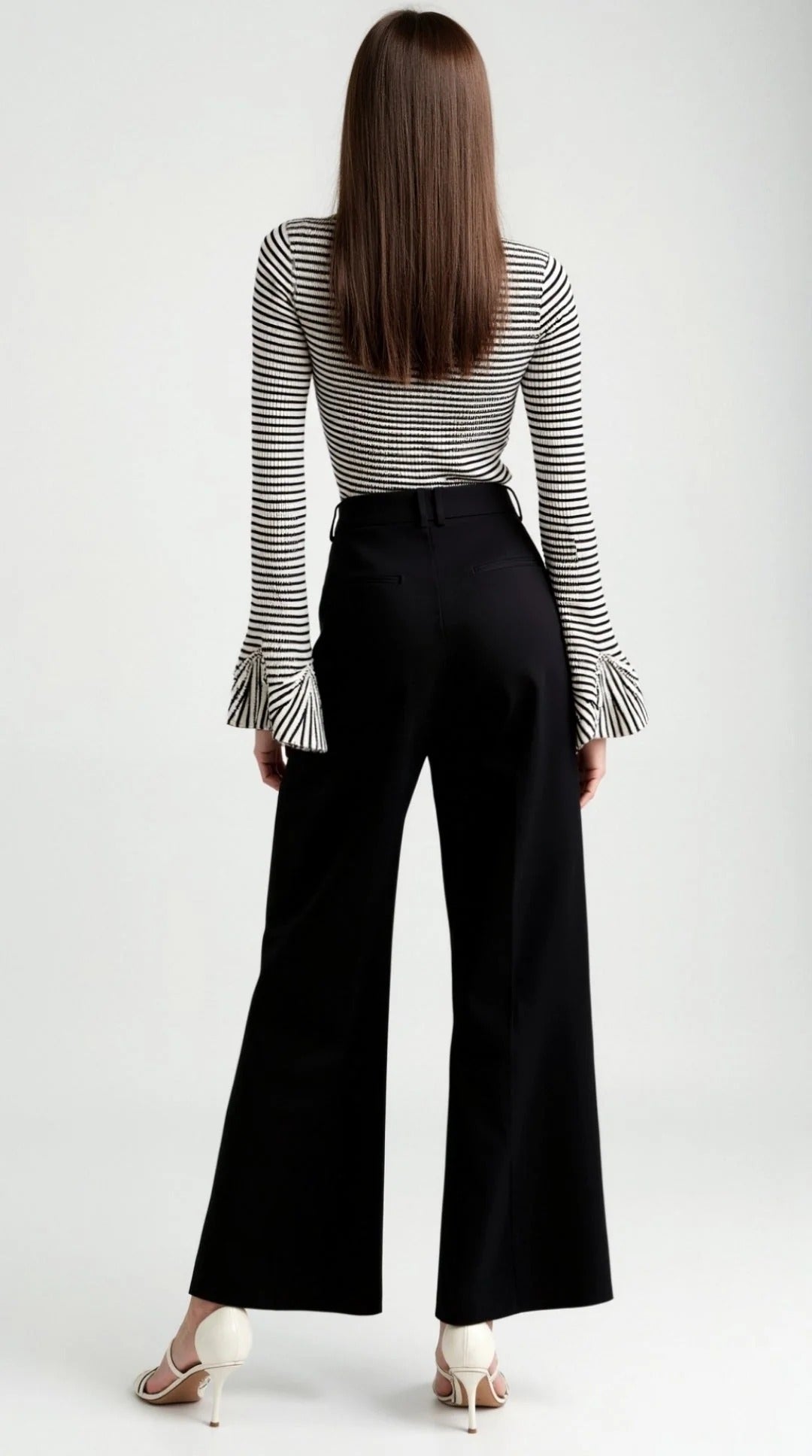Women’s Elara Striped Flounce-Sleeve Top - Off-Shoulder Cropped Design