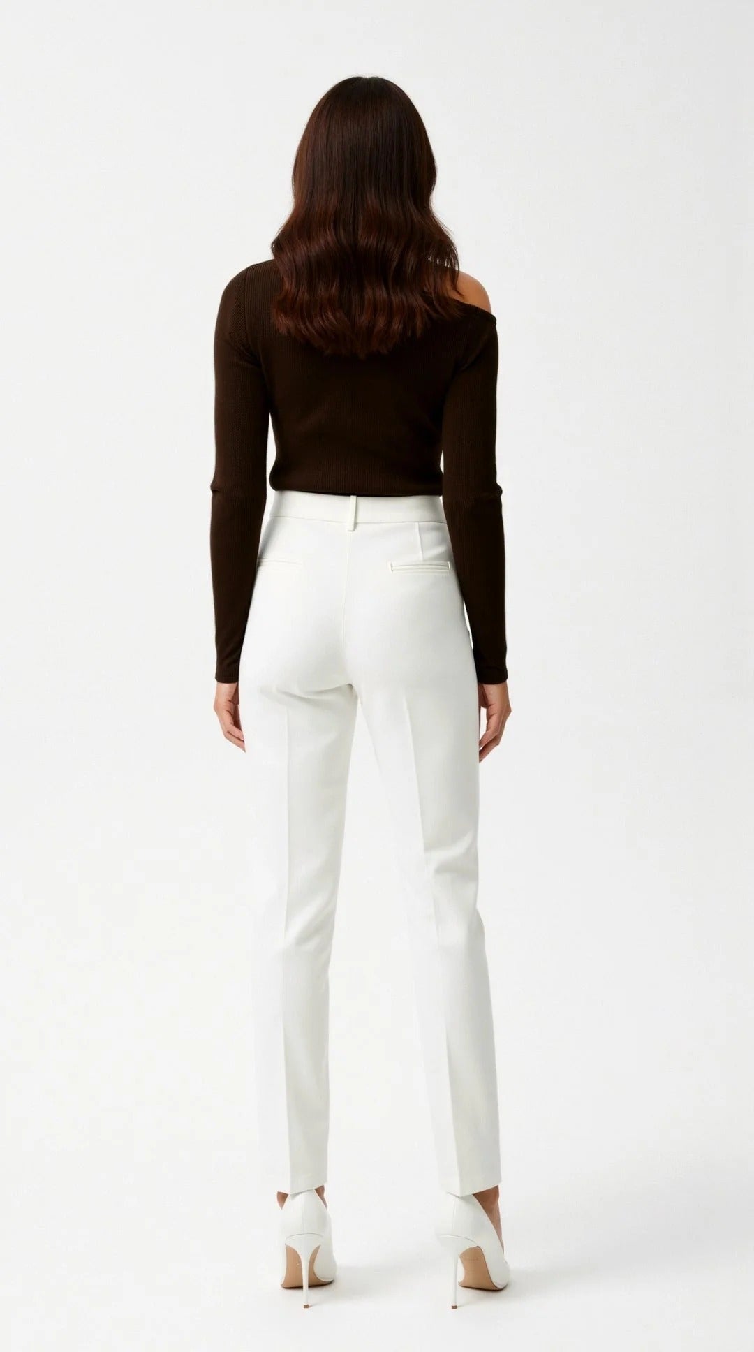 Women’s One-Shoulder Ribbed Knit Top - Asymmetric Long Sleeve