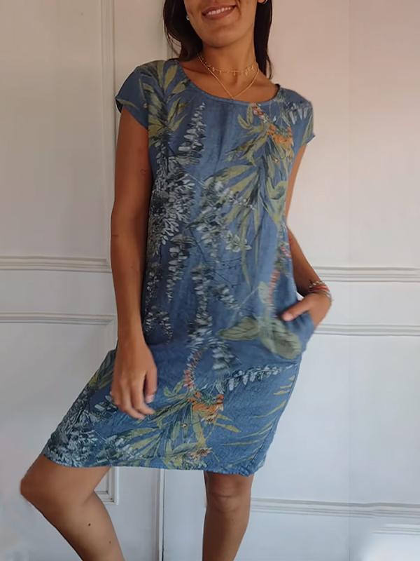 Women's Casual Leaf Print Summer Dress