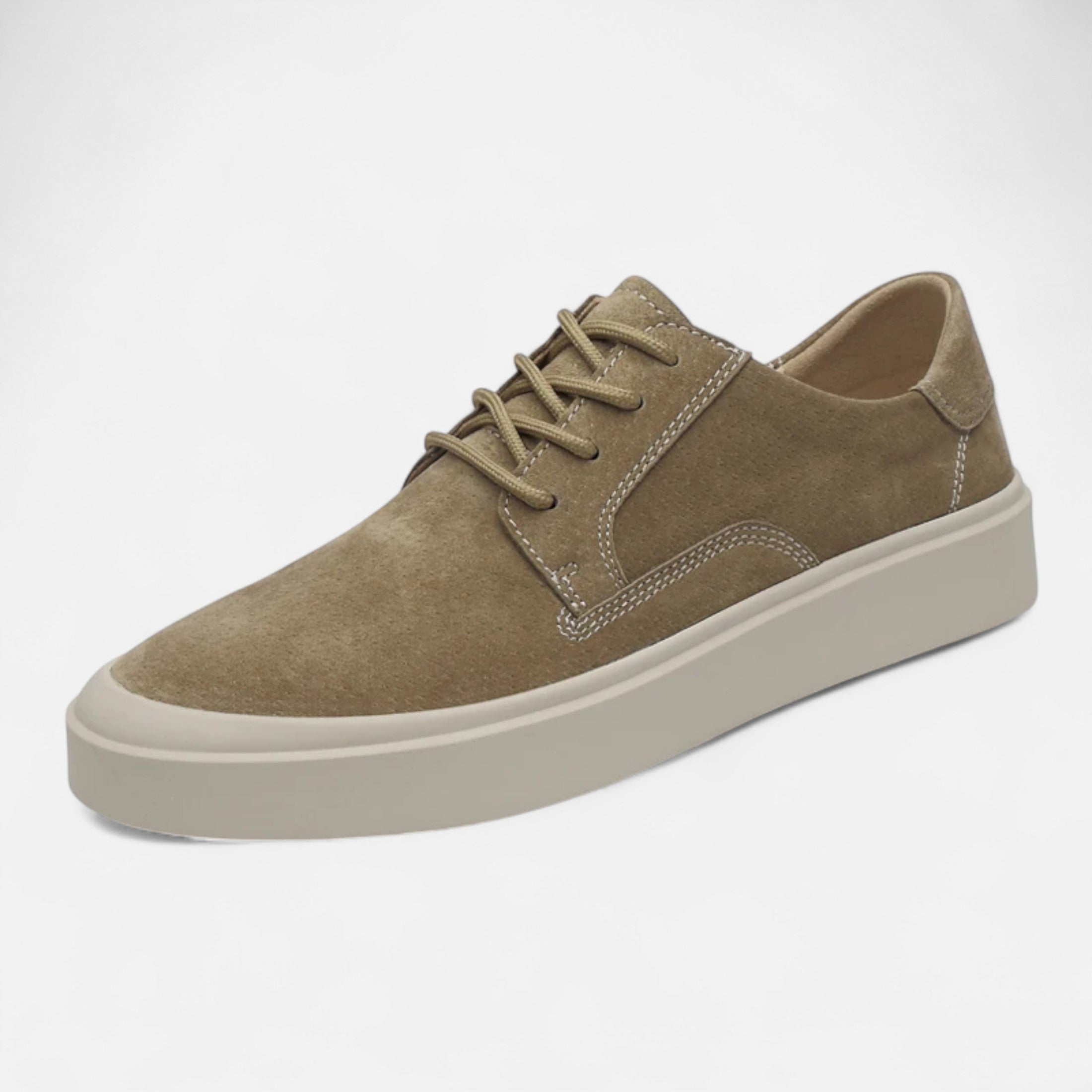 Men’s Suede Texture Casual Sneakers - Lace-Up Low Top Flat Sole Shoes