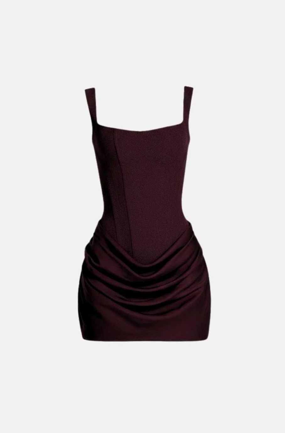 Melyna Women's Square Neck Boned Corset Satin Mini Party Dress - Plum