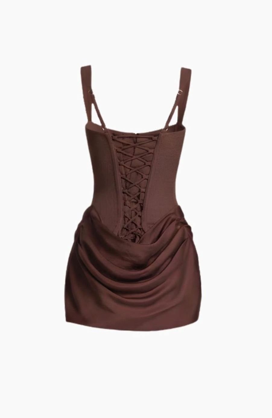 Melyna Women's Square Neck Boned Corset Satin Mini Party Dress