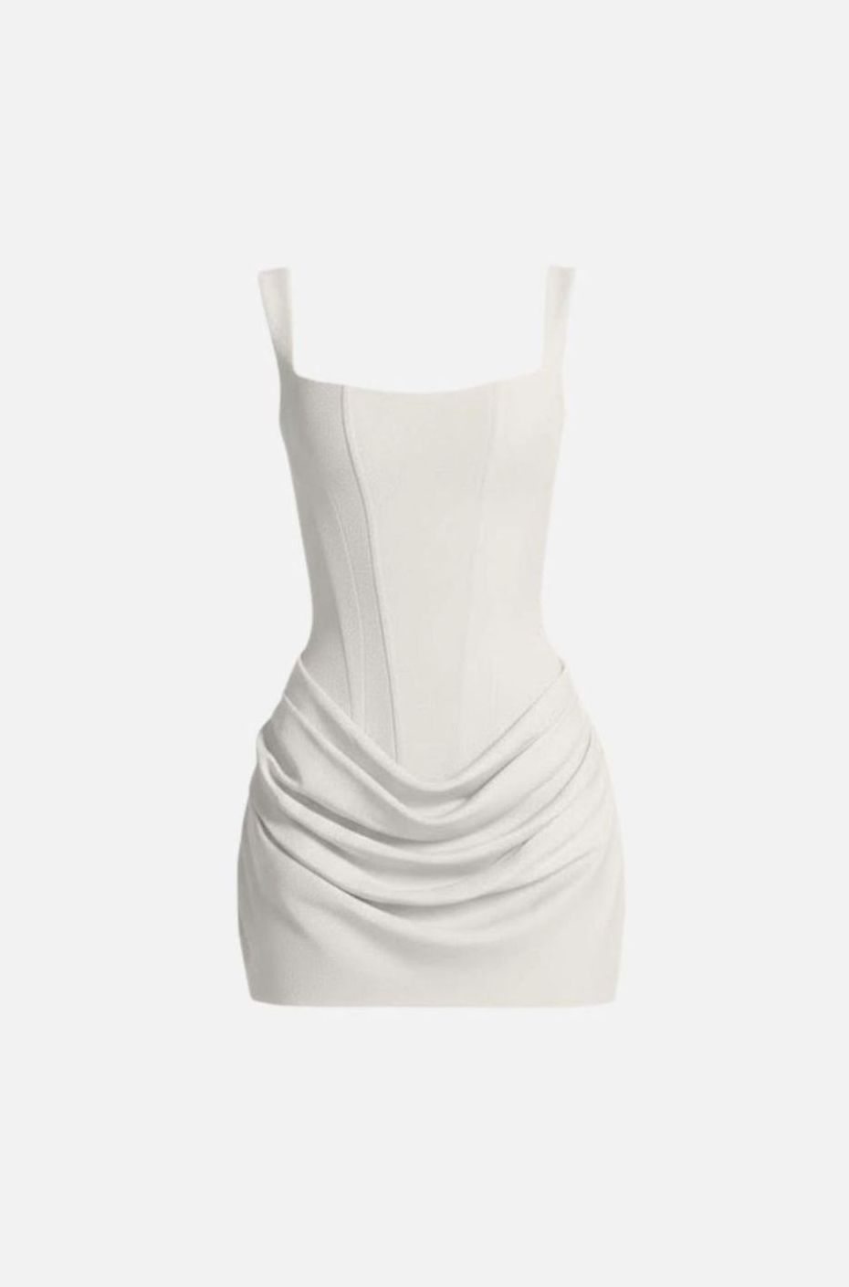 Melyna Women's Square Neck Boned Corset Satin Mini Party Dress - Ivory