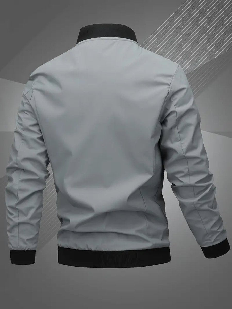 Mens Bomber Jacket Lightweight Zip-Up Baseball Collar Outerwear - Space Grey