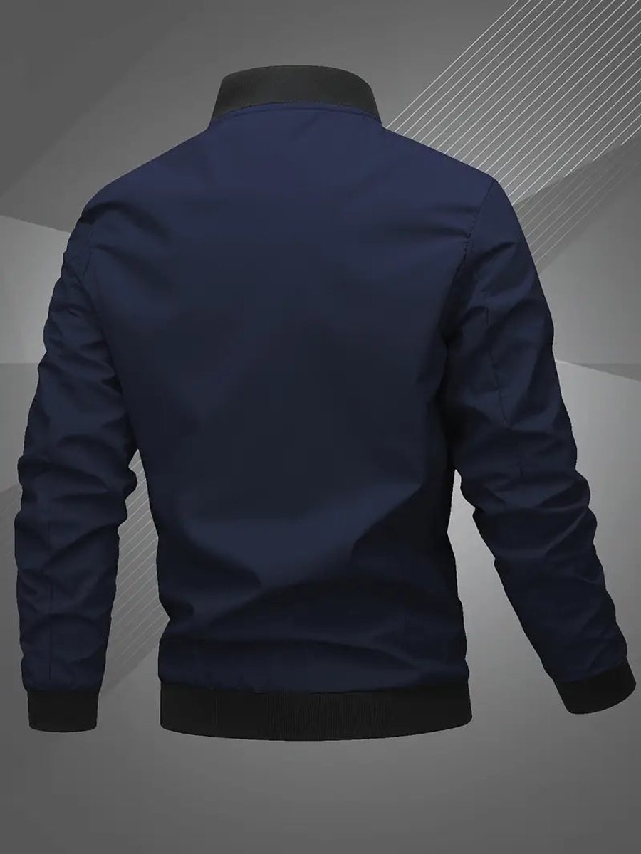 Mens Bomber Jacket Lightweight Zip-Up Baseball Collar Outerwear