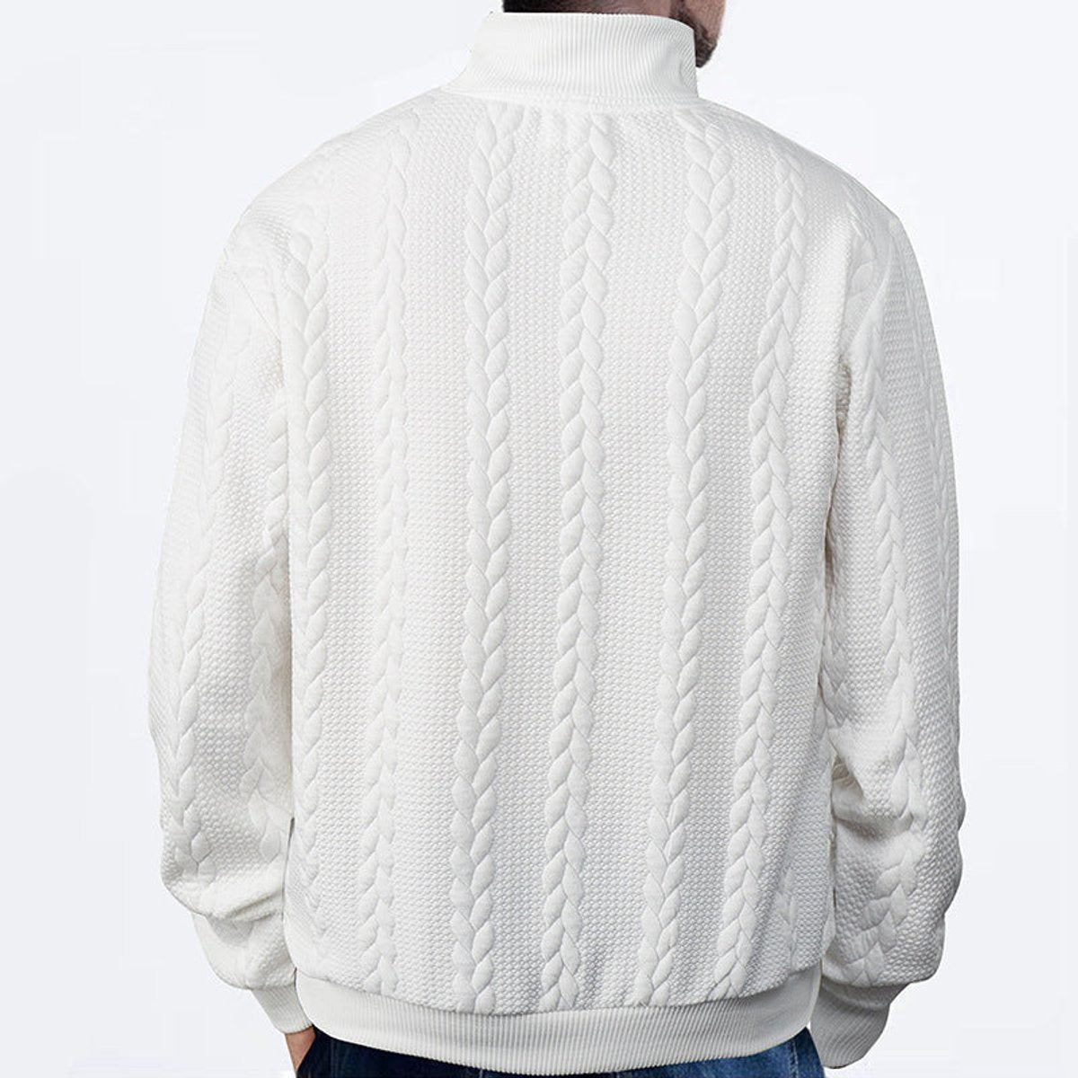 Men's Cable-Knit Quarter-Zip Pullover Mens Knit Sweater