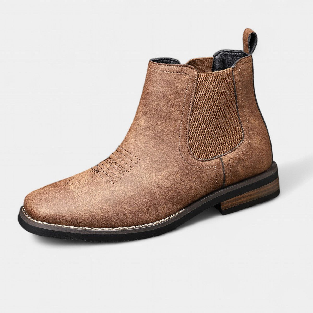 Mens Chelsea Boots Slip-On Western-Stitch Ankle Boot