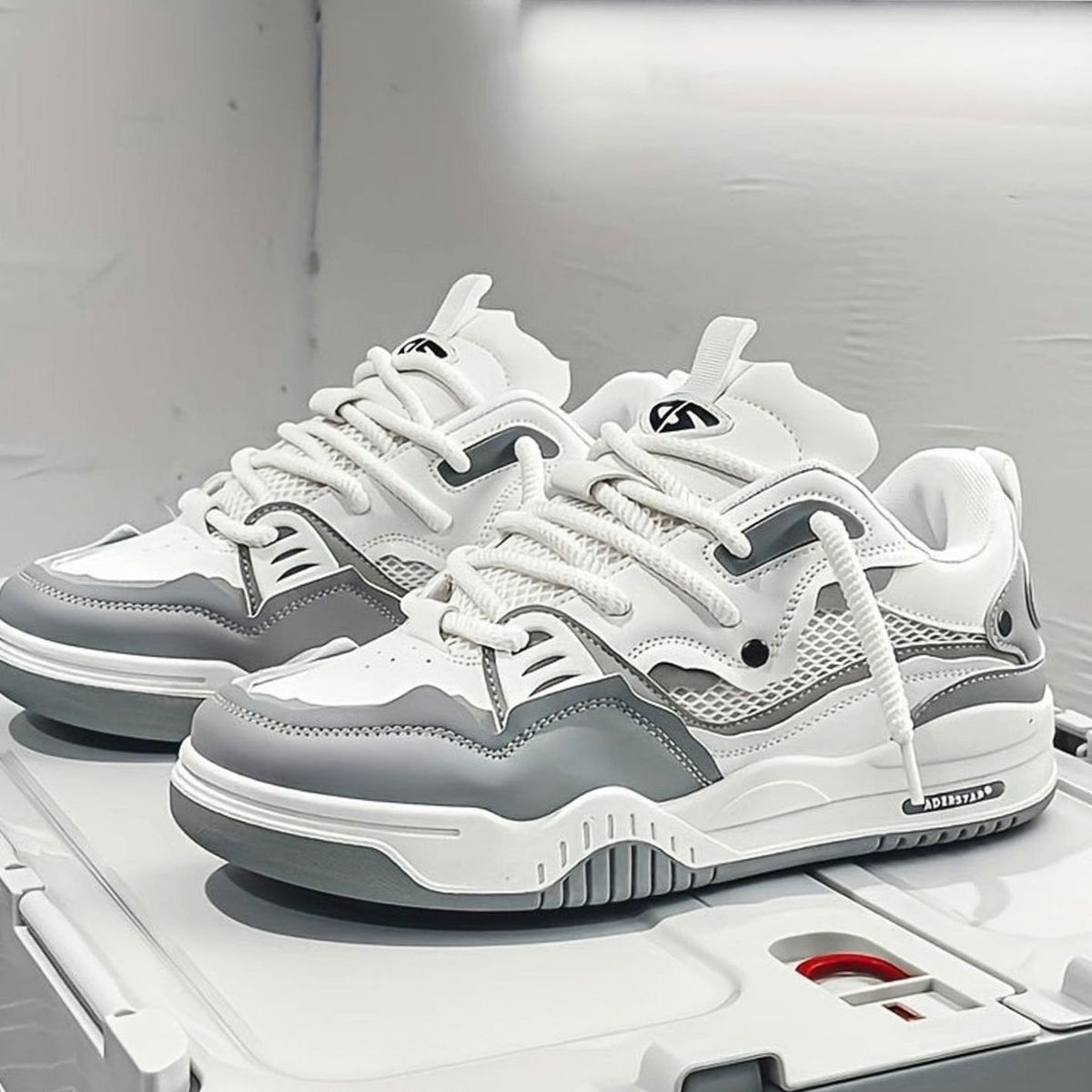 Men's Chunky Low-Top Lace-Up Fashion Trainers - Grey