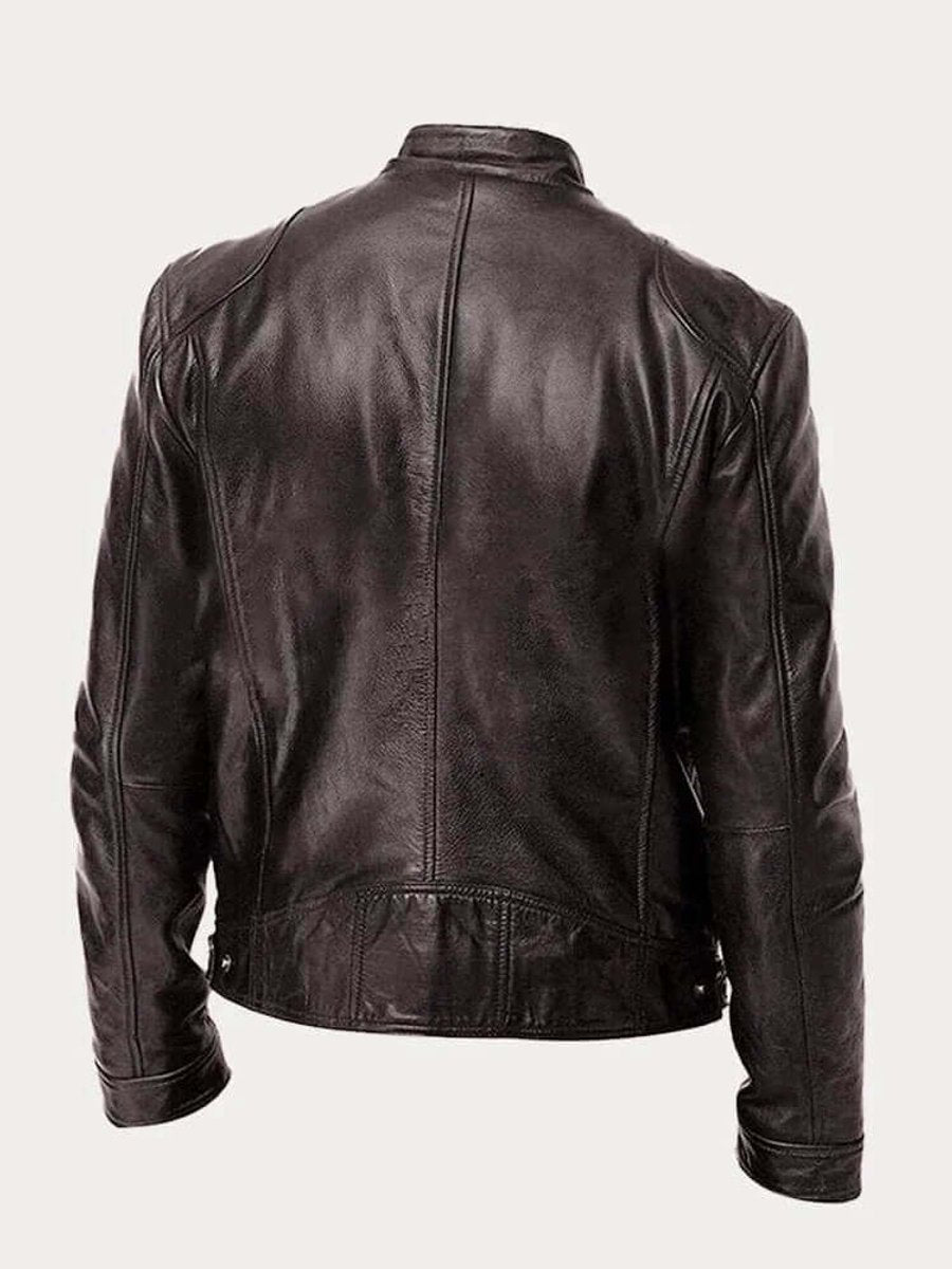 Men's Classic Slim-Fit Biker Leather Jacket