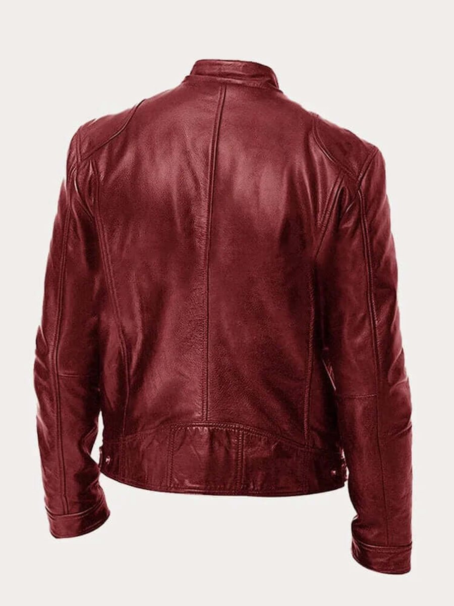 Men's Classic Slim-Fit Biker Leather Jacket