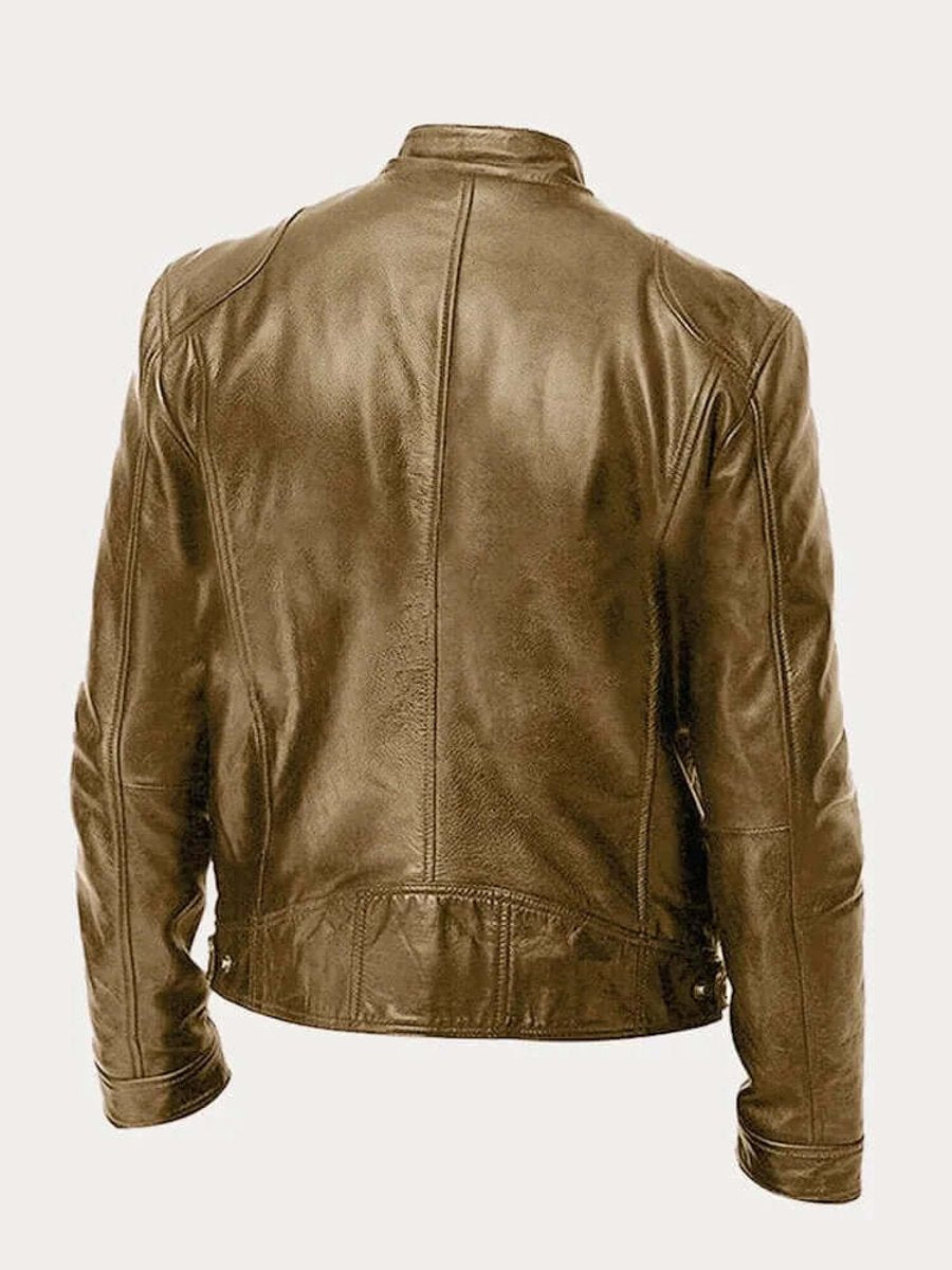 Men's Classic Slim-Fit Biker Leather Jacket