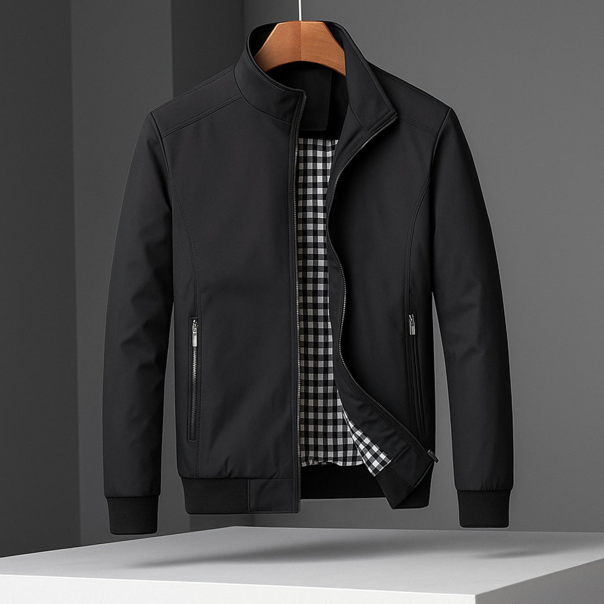 Men's Coats & Jackets Weather-Resistant Zip Bomber Jacket - Black