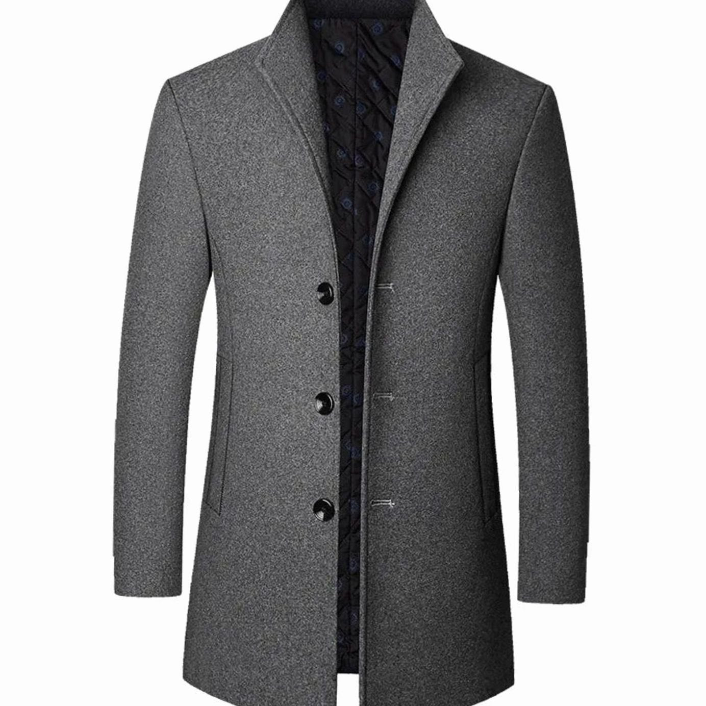 Men's Cold Weather Tailored Wool Overcoat - Grey