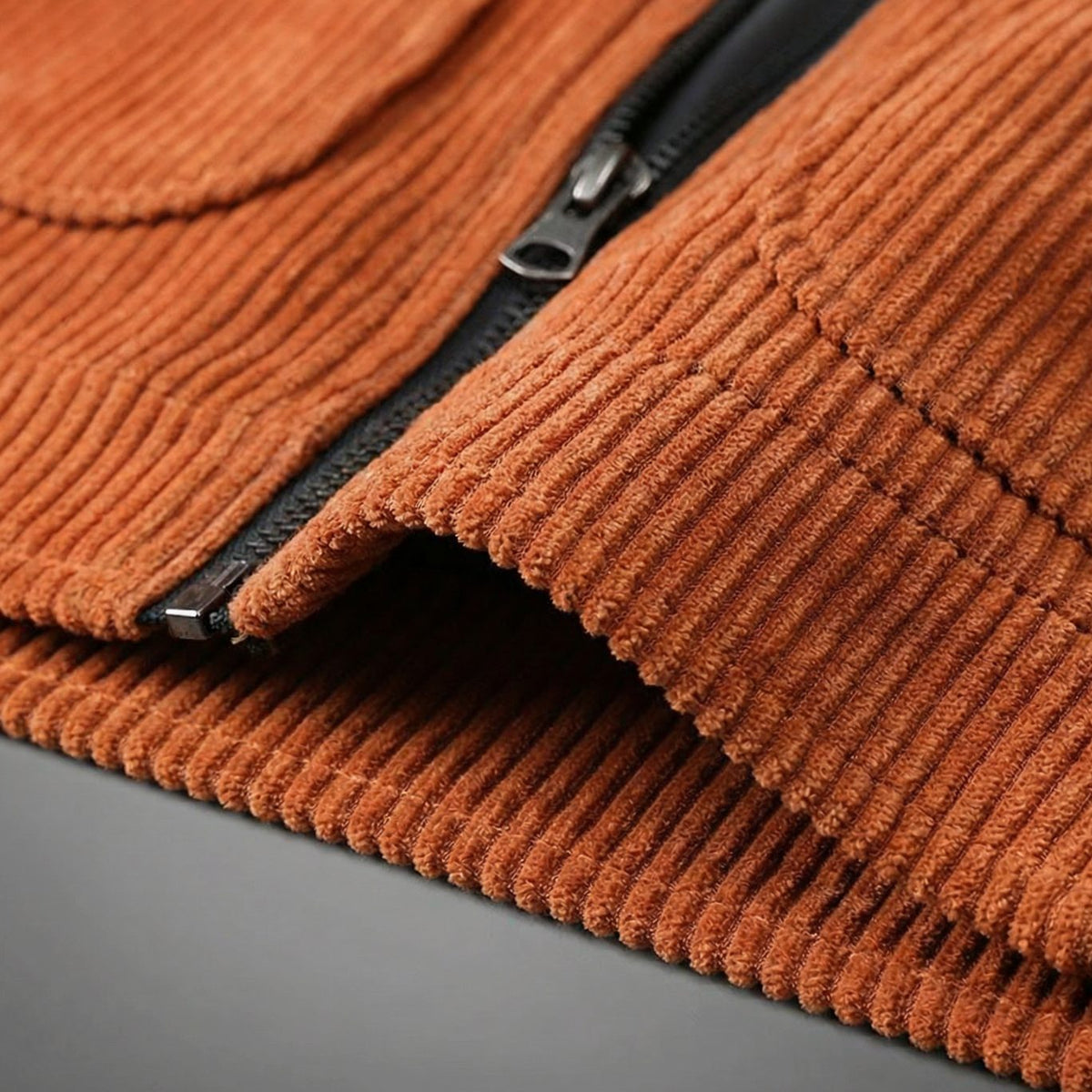 Men's Corduroy Zip-Up Collared Bomber Jacket