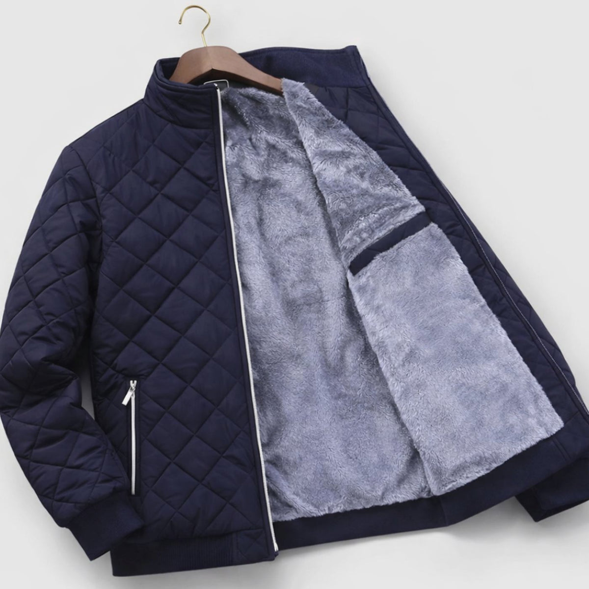 Men's Diamond-Quilted Fleece-Lined Winter Jacket