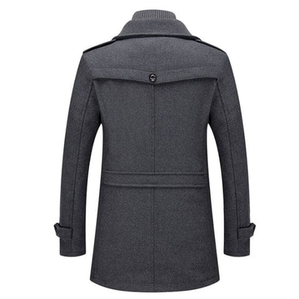 Men's Double-Collar Wool Blend Winter Coat Knit Insert