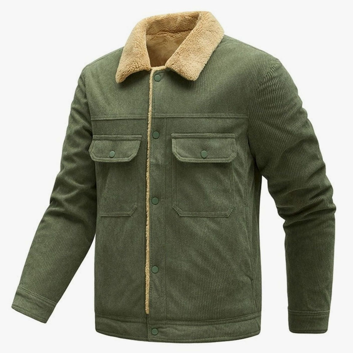 Men's Fleece-Lined Corduroy Button-Up Shirt Jacket