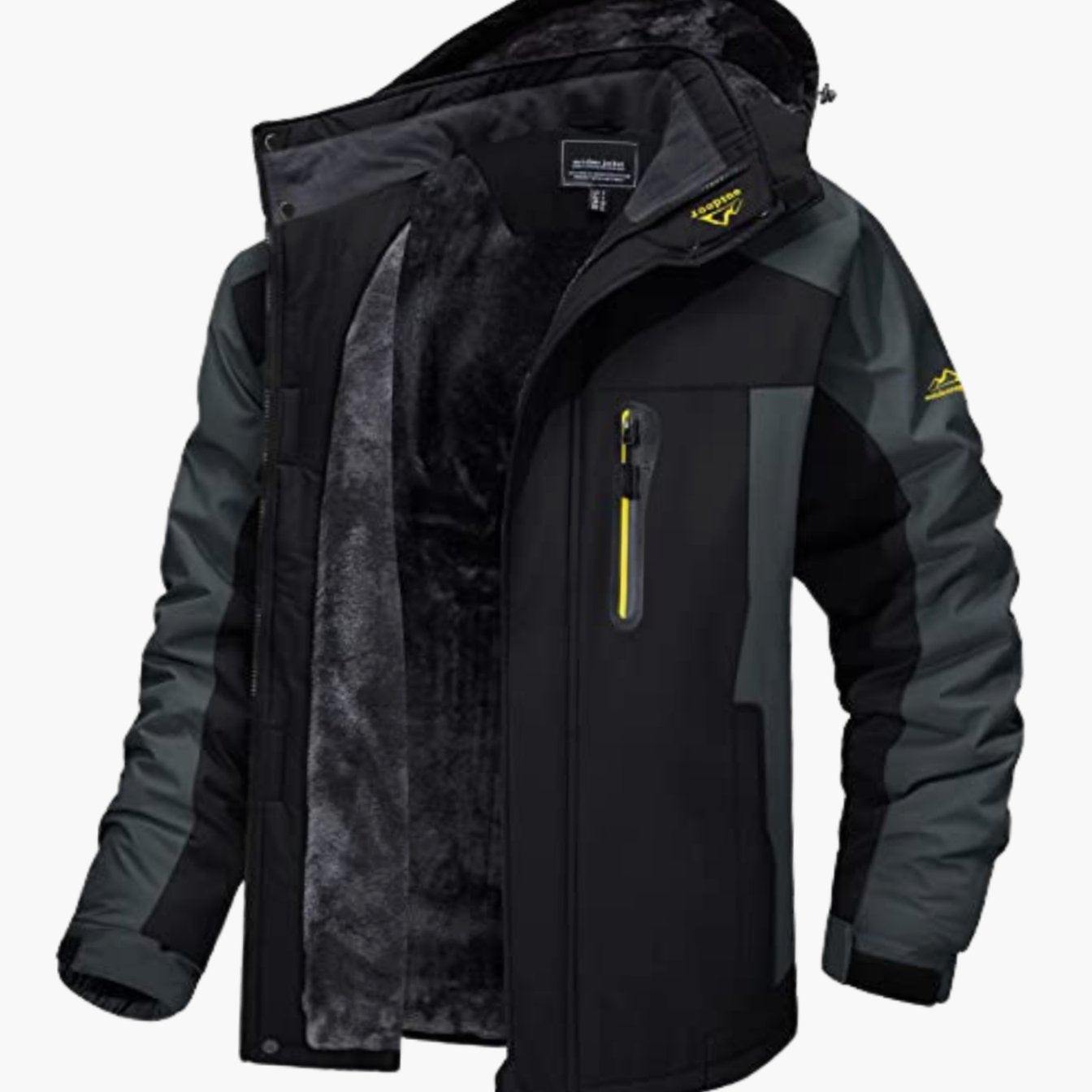 Men's Fleece-Lined Hooded Insulated Heavy-Duty Winter Jackets - Black