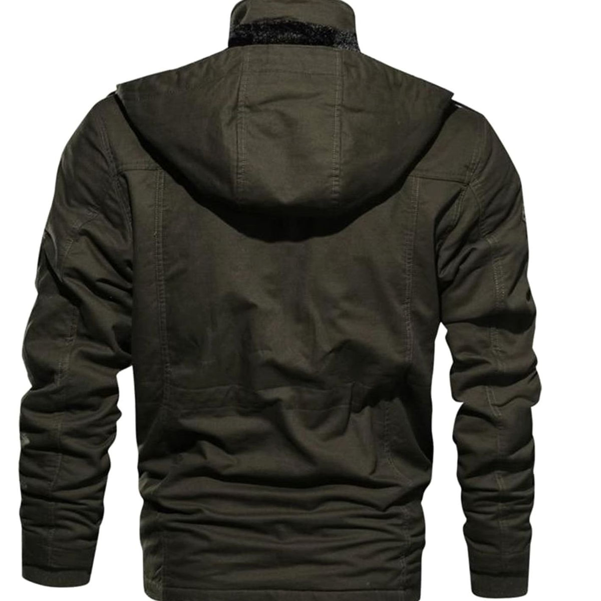 Men's Fleece-Lined Multi-Pocket Hooded Cargo Jacket