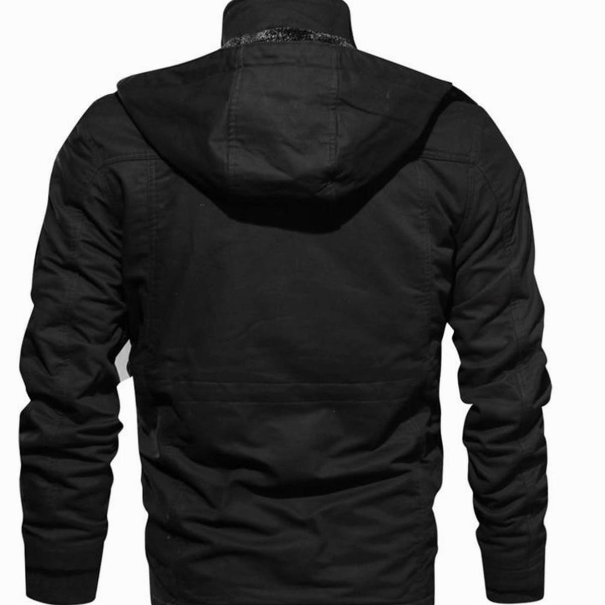 Men's Fleece-Lined Multi-Pocket Hooded Cargo Jacket