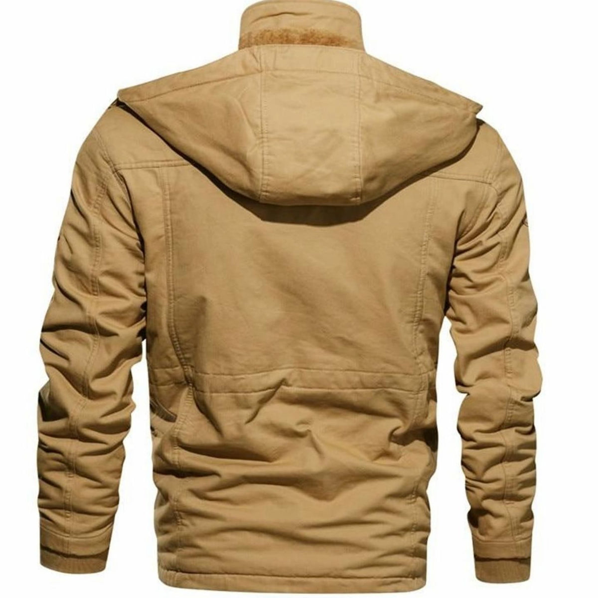 Men's Fleece-Lined Multi-Pocket Hooded Cargo Jacket