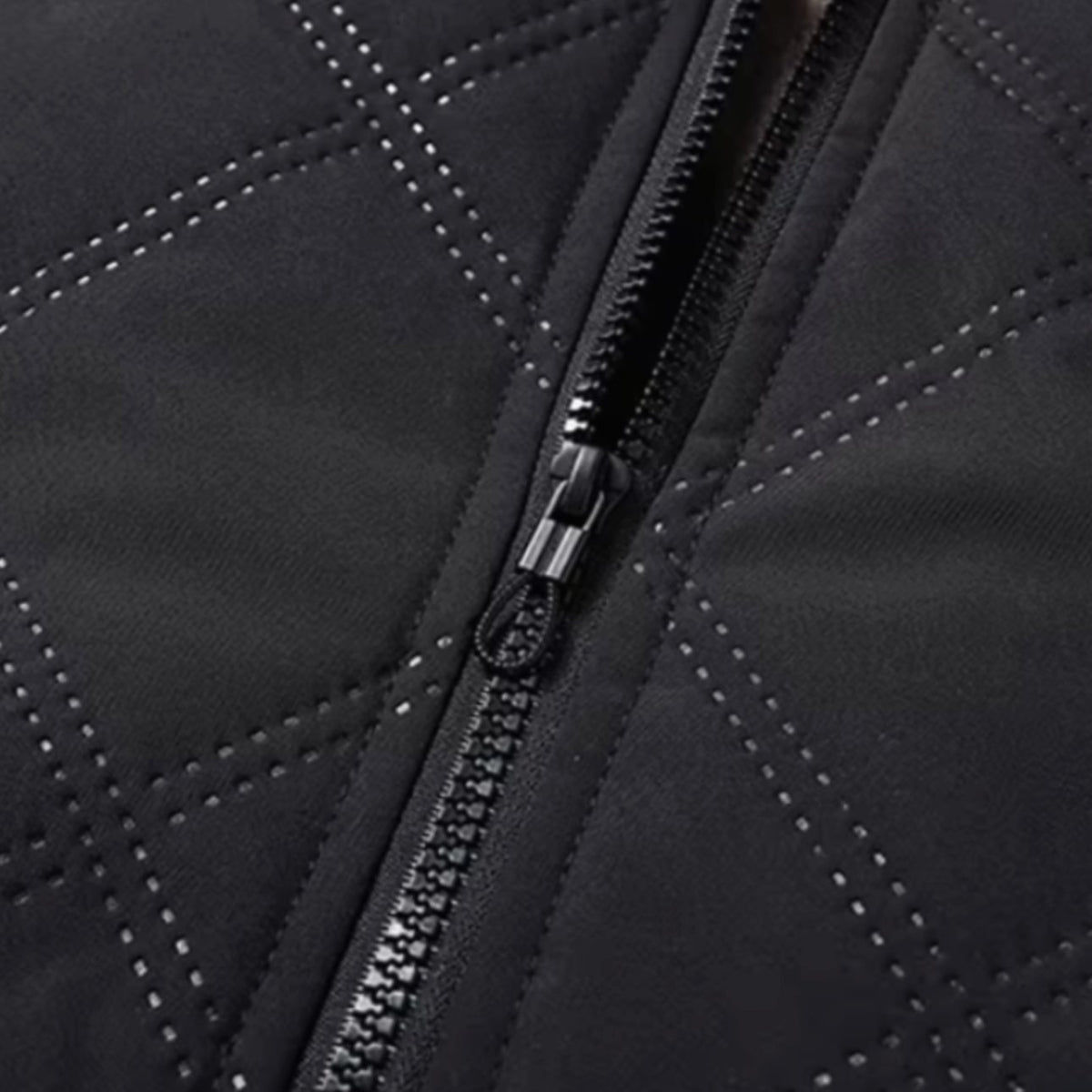 Men's Fleece-Lined Quilted Windproof Stand-Collar Bomber Jacket