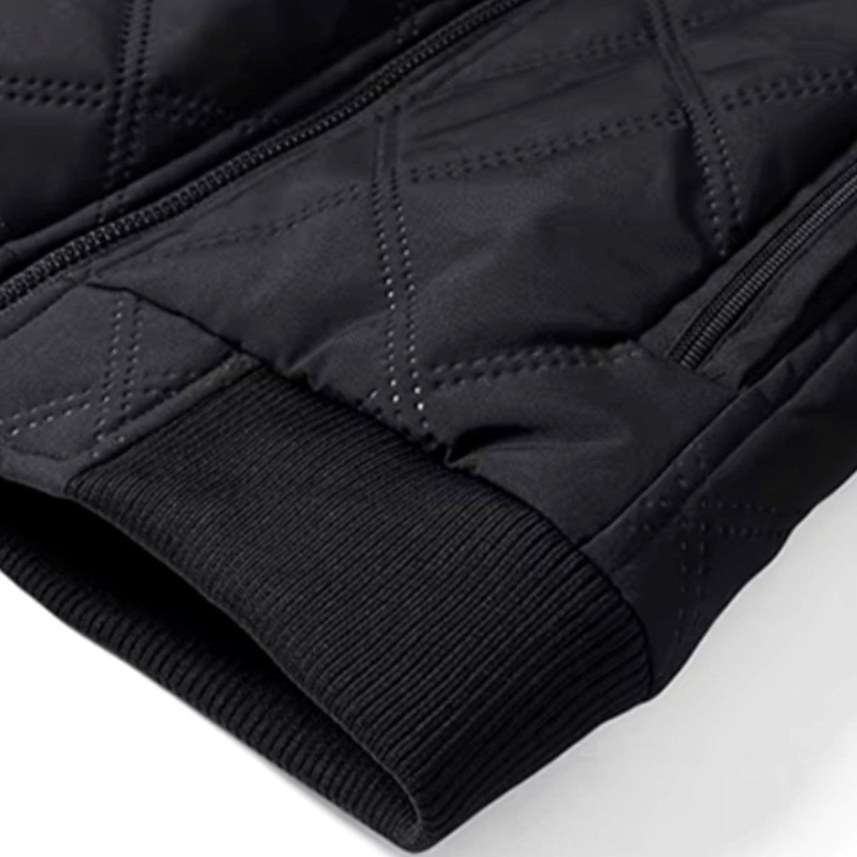 Men's Fleece-Lined Quilted Windproof Stand-Collar Bomber Jacket