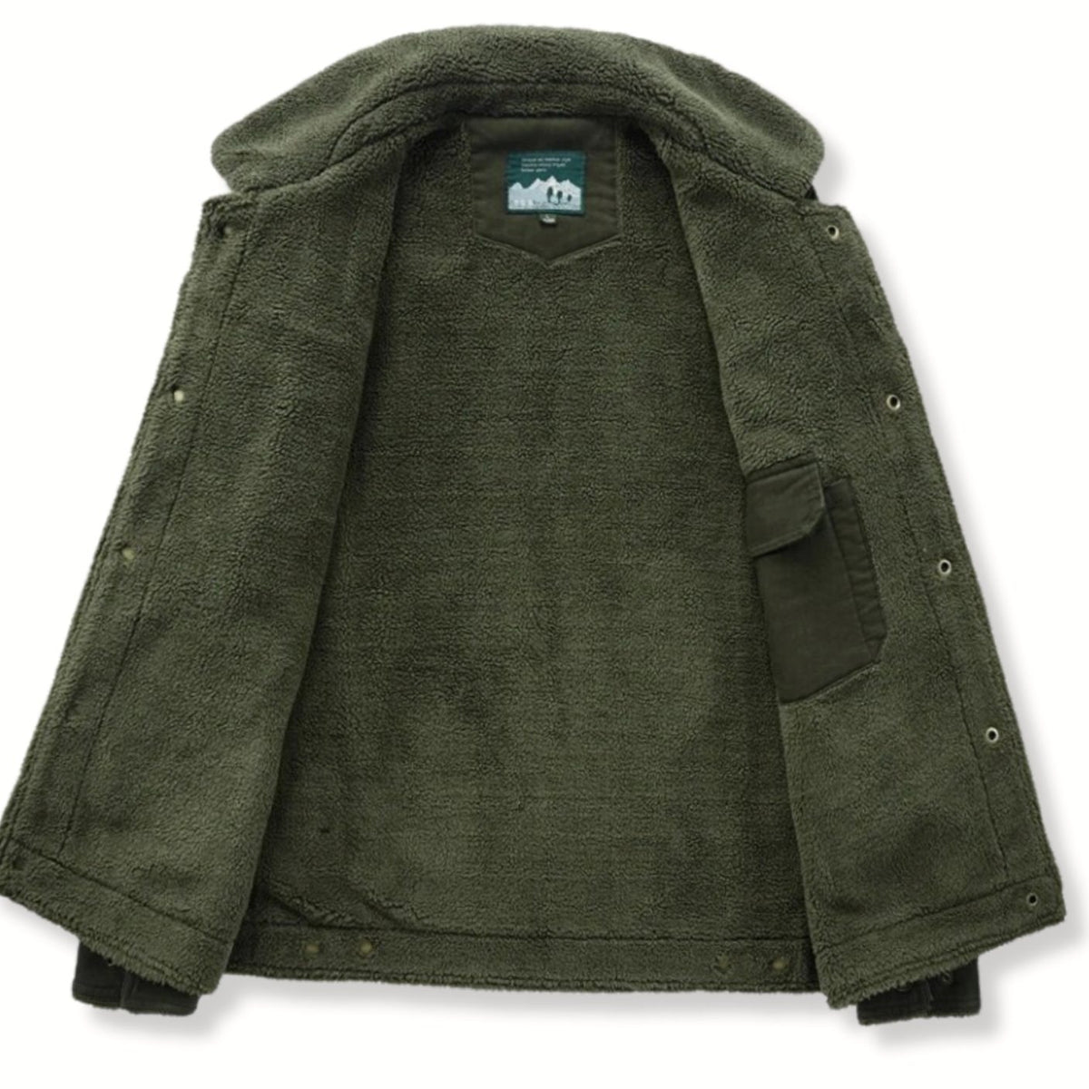 Men's Fleece-Lined Sherpa Collar Cotton Cargo Jacket