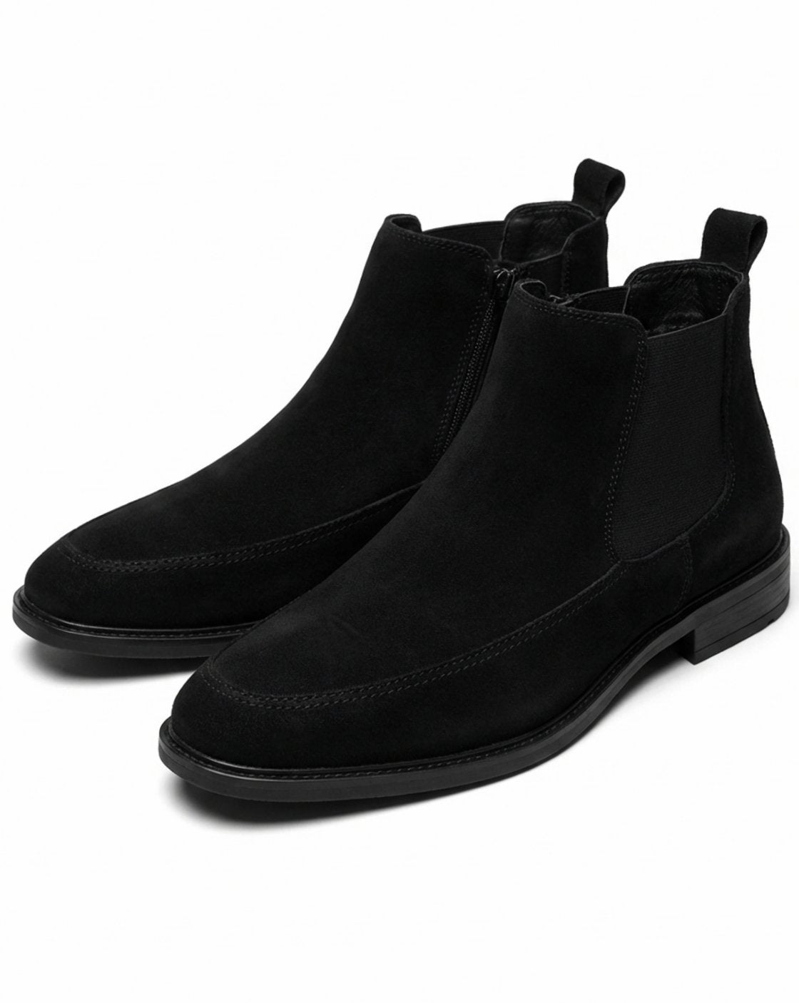 Men's Genuine Suede Chelsea Boots Plush-Lined - Black