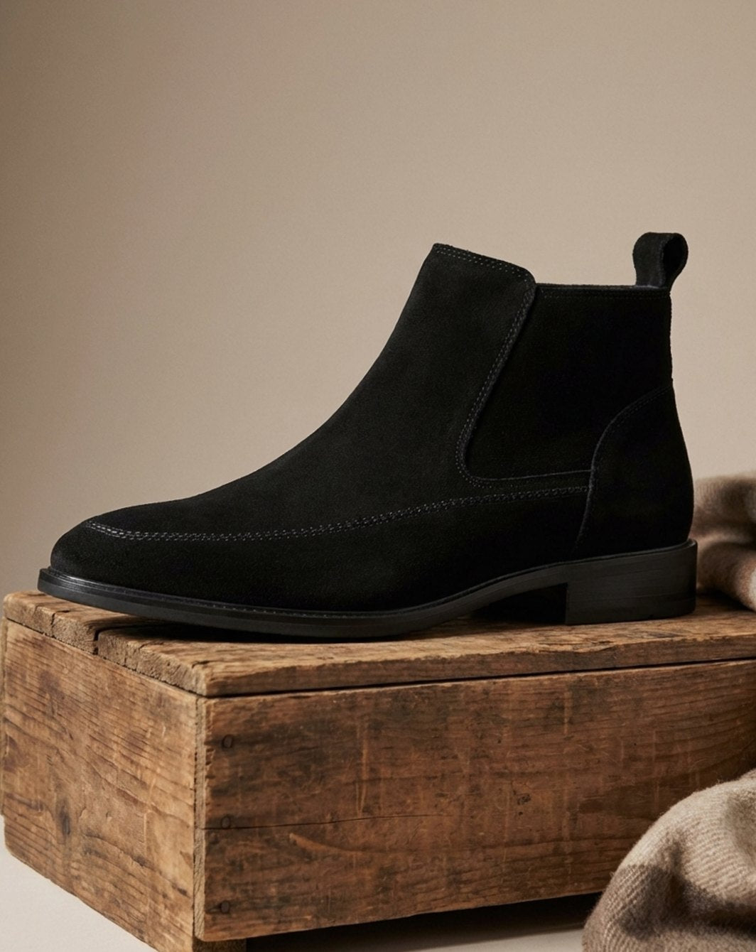 Men's Genuine Suede Chelsea Boots Plush-Lined