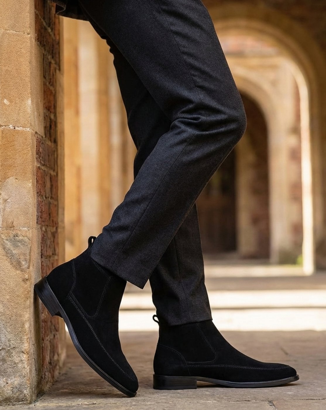 Men's Genuine Suede Chelsea Boots Plush-Lined
