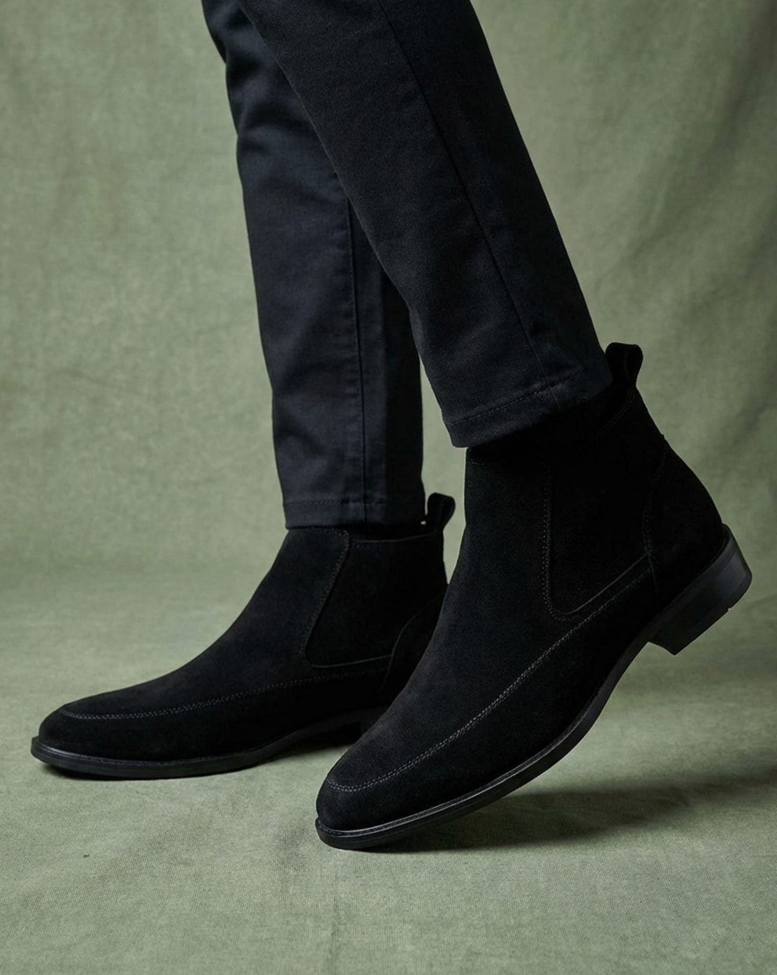 Men's Genuine Suede Chelsea Boots Plush-Lined