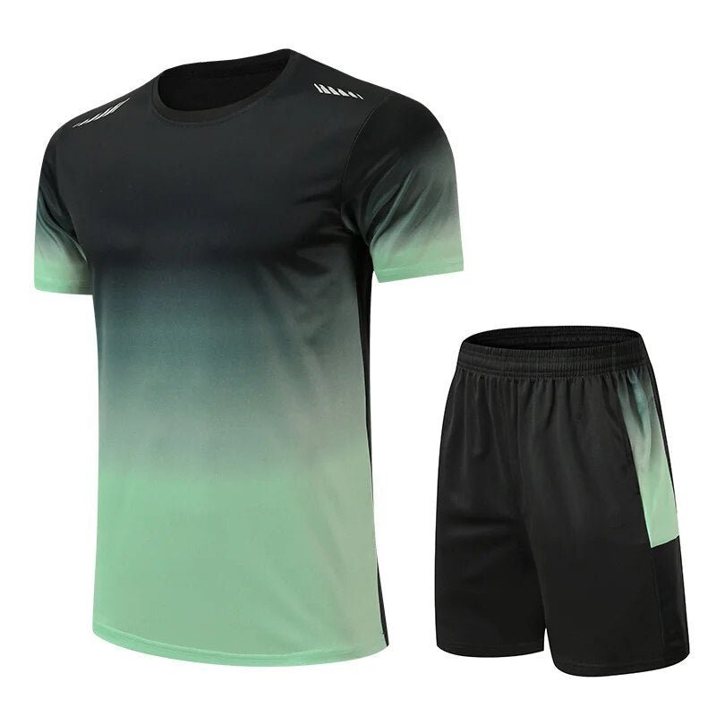 Men's Gradient Quick-Dry Breathable T-Shirt Shorts Activewear Set - Groen