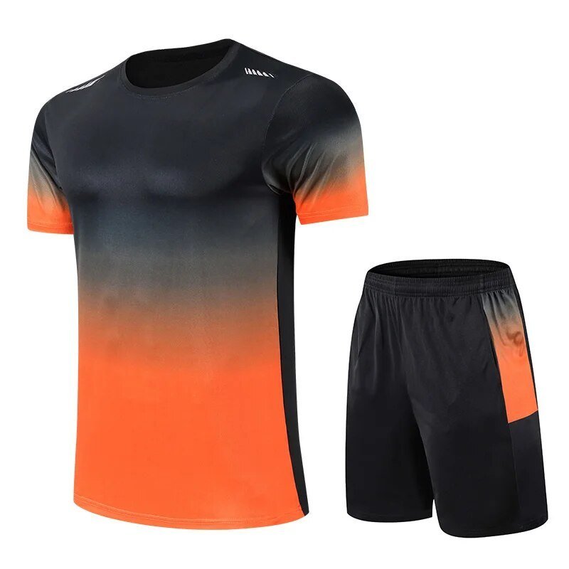 Men's Gradient Quick-Dry Breathable T-Shirt Shorts Activewear Set - Oranje