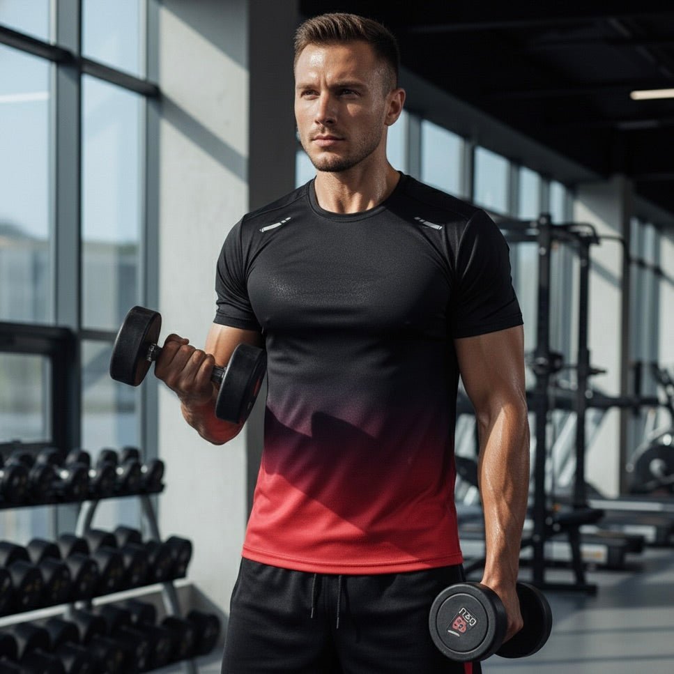 Men's Gradient Quick-Dry Breathable T-Shirt Shorts Activewear Set